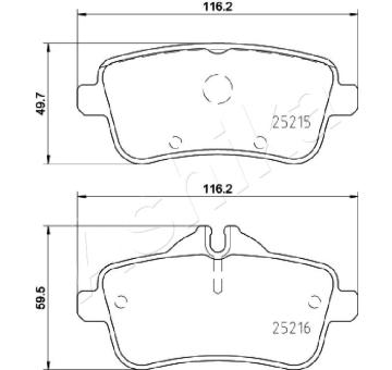 Sada brzdových destiček, kotoučová brzda ASHIKA 51-00-0516