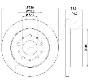 Brzdový kotouč ASHIKA 61-00-0216