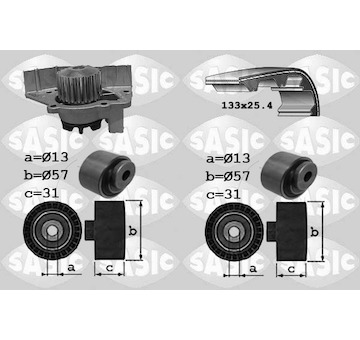 Vodni pumpa + sada ozubeneho remene SASIC 3900030