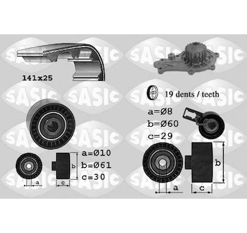 Vodní pumpa + sada ozubeného řemene SASIC 3900031