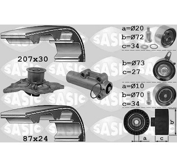 Vodní pumpa + sada ozubeného řemene SASIC 3906058