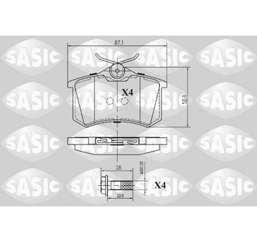 Sada brzdových destiček, kotoučová brzda SASIC 6210001