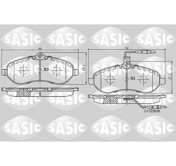 Sada brzdových destiček, kotoučová brzda SASIC 6210017