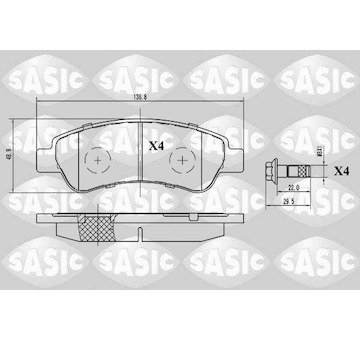 Sada brzdových destiček, kotoučová brzda SASIC 6210025