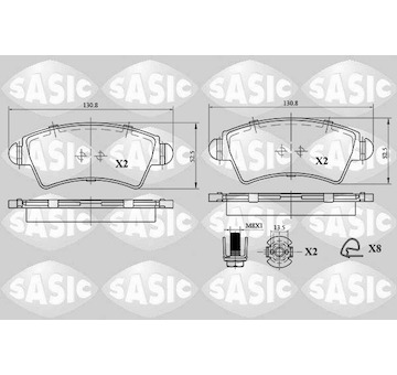 Sada brzdových destiček, kotoučová brzda SASIC 6210056