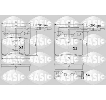 Sada brzdových destiček, kotoučová brzda SASIC 6210065