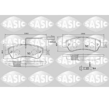 Sada brzdových destiček, kotoučová brzda SASIC 6210074