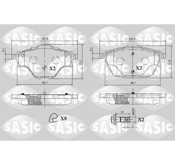 Sada brzdových destiček, kotoučová brzda SASIC 6210079