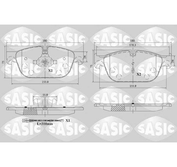 Sada brzdových destiček, kotoučová brzda SASIC 6210085