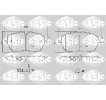 Sada brzdových destiček, kotoučová brzda SASIC 6210092