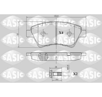 Sada brzdových destiček, kotoučová brzda SASIC 6214006