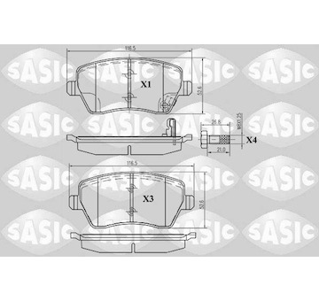 Sada brzdových destiček, kotoučová brzda SASIC 6214011