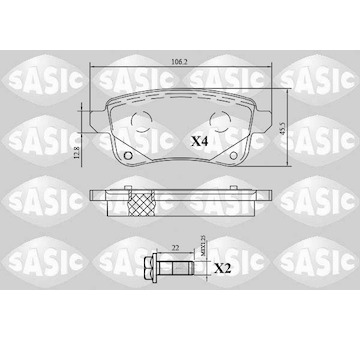 Sada brzdových destiček, kotoučová brzda SASIC 6214047