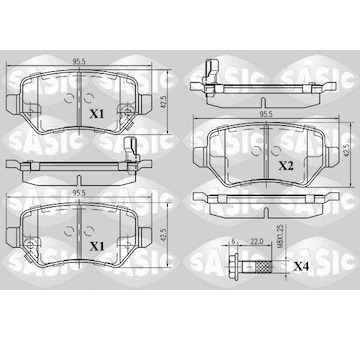 Sada brzdových destiček, kotoučová brzda SASIC 6216008