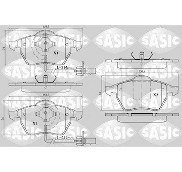 Sada brzdových destiček, kotoučová brzda SASIC 6216013