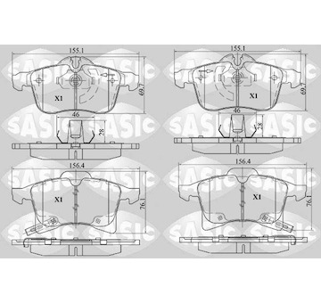 Sada brzdových destiček, kotoučová brzda SASIC 6216014