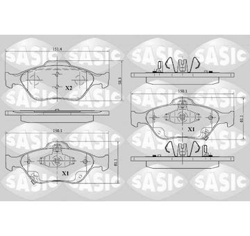 Sada brzdových destiček, kotoučová brzda SASIC 6216015