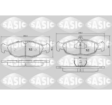 Sada brzdových destiček, kotoučová brzda SASIC 6216029