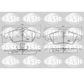 Sada brzdových destiček, kotoučová brzda SASIC 6216067