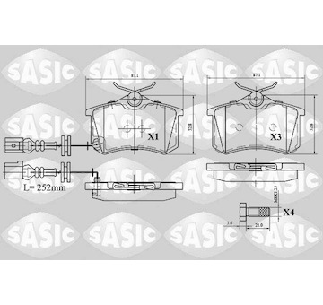 Sada brzdových destiček, kotoučová brzda SASIC 6216077