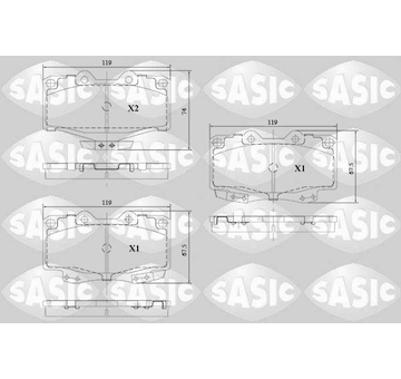 Sada brzdových destiček, kotoučová brzda SASIC 6216129