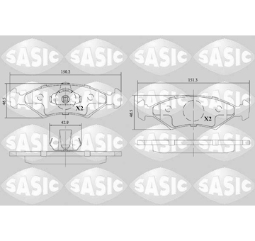 Sada brzdových destiček, kotoučová brzda SASIC 6216130