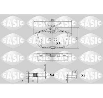 Sada brzdových destiček, kotoučová brzda SASIC 6216139