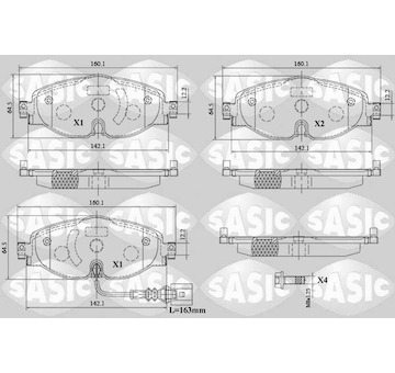 Sada brzdových destiček, kotoučová brzda SASIC 6216154