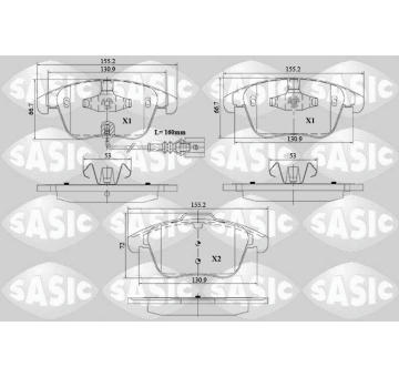 Sada brzdových destiček, kotoučová brzda SASIC 6216162