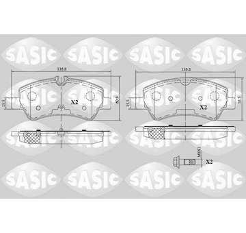 Sada brzdových destiček, kotoučová brzda SASIC 6216163