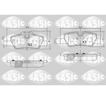 Sada brzdových destiček, kotoučová brzda SASIC 6216165