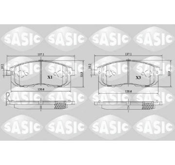 Sada brzdových destiček, kotoučová brzda SASIC 6216167