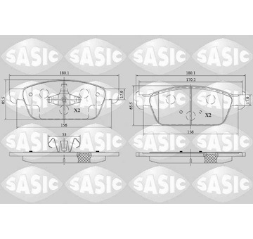 Sada brzdových destiček, kotoučová brzda SASIC 6216178