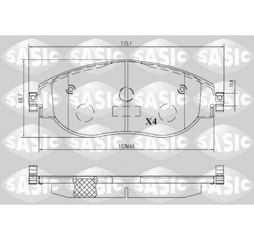 Sada brzdových destiček, kotoučová brzda SASIC 6216202