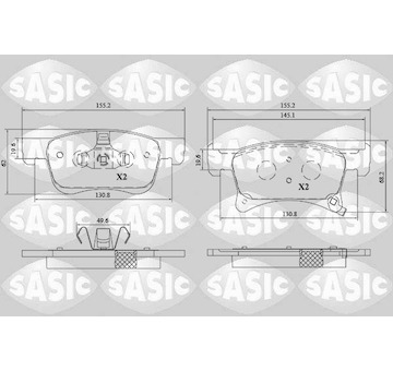 Sada brzdových destiček, kotoučová brzda SASIC 6216210