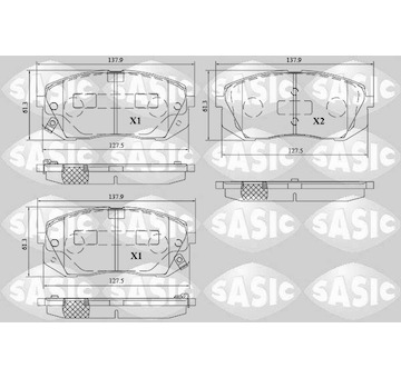 Sada brzdových destiček, kotoučová brzda SASIC 6216214