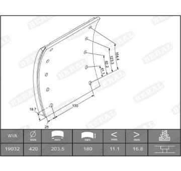 Sada brzdoveho oblozeni, bubnova brzda BERAL 1903217000015178