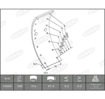 Sada brzdoveho oblozeni, bubnova brzda BERAL KBL15059.0-1561