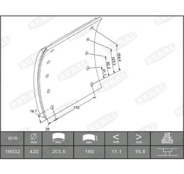Sada brzdoveho oblozeni, bubnova brzda BERAL KBL19032.0-1560