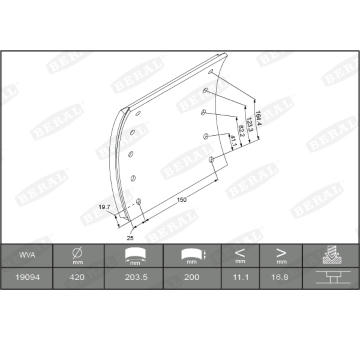 Sada brzdoveho oblozeni, bubnova brzda BERAL KBL19094.0-1575
