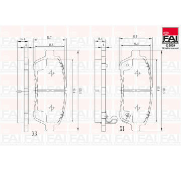 Sada brzdových destiček, kotoučová brzda FAI AutoParts BP101