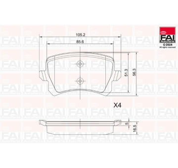Sada brzdových destiček, kotoučová brzda FAI AutoParts BP124