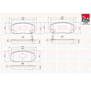 Sada brzdových destiček, kotoučová brzda FAI AutoParts BP155