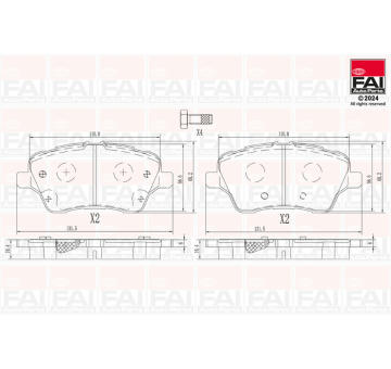 Sada brzdových destiček, kotoučová brzda FAI AutoParts BP167