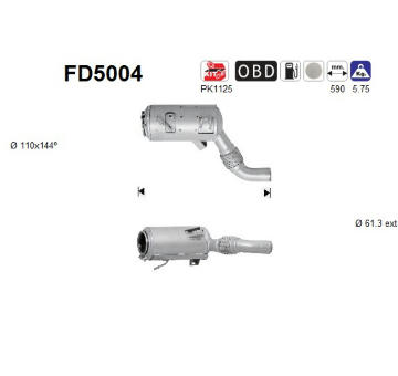 Filtr pevnych castic, vyfukovy system AS FD5004