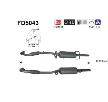 Filtr pevnych castic, vyfukovy system AS FD5043