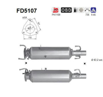 Filtr pevnych castic, vyfukovy system AS FD5107