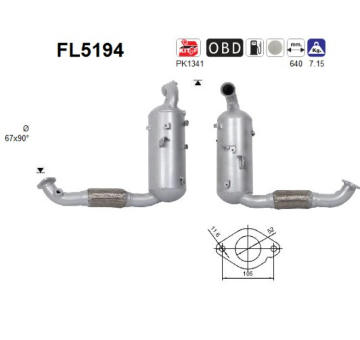 Filtr pevnych castic, vyfukovy system AS FL5194