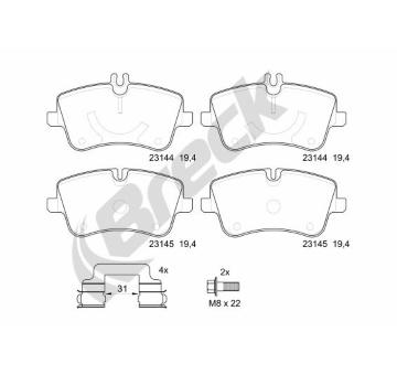 Sada brzdových destiček, kotoučová brzda BRECK 23144 00 701 20