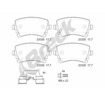 Sada brzdových destiček, kotoučová brzda BRECK 23326 00 702 00